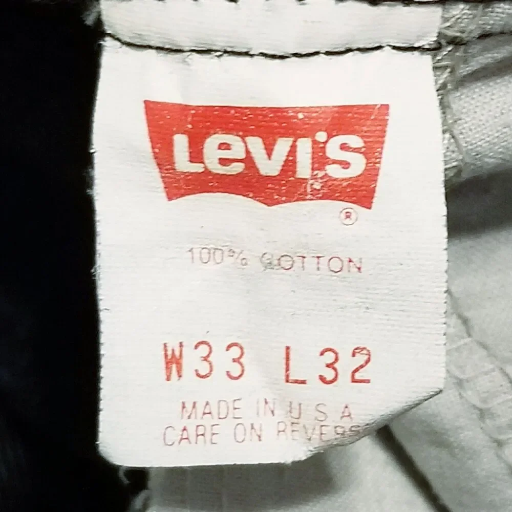 Levi's 560 Orange Tab Jeans Men's Size 33x32 Black Denim 1993 USA Made (34x31.5)